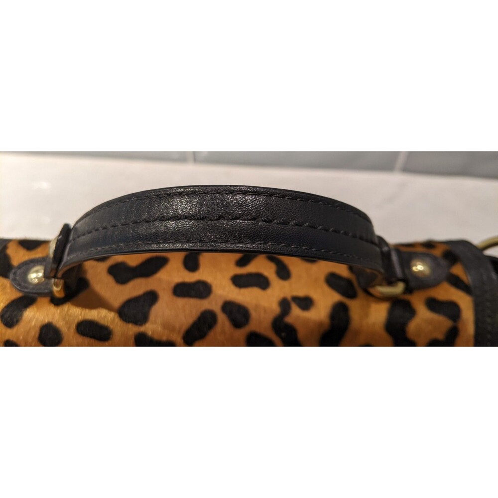 COACH Park Ocelot Haircalf Black Leather Turnlock Flap Satchel Bag - Picture 10 of 16